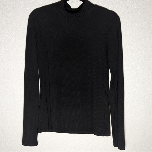 Basics Layering Mock Neck Long Sleeve Bundle with Cream, Black, & Striped Tees - Picture 2 of 6